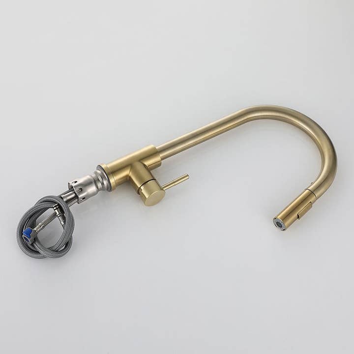 Kitchen Sink Faucet Gold stainless steel mixer faucet  with pull out Sprayer