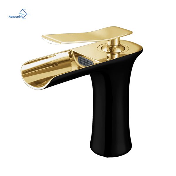 Black Gold Brass Waterfall Spout Basin Faucet